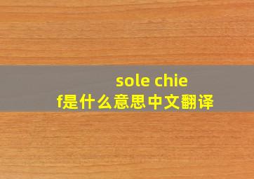 sole chief是什么意思中文翻译